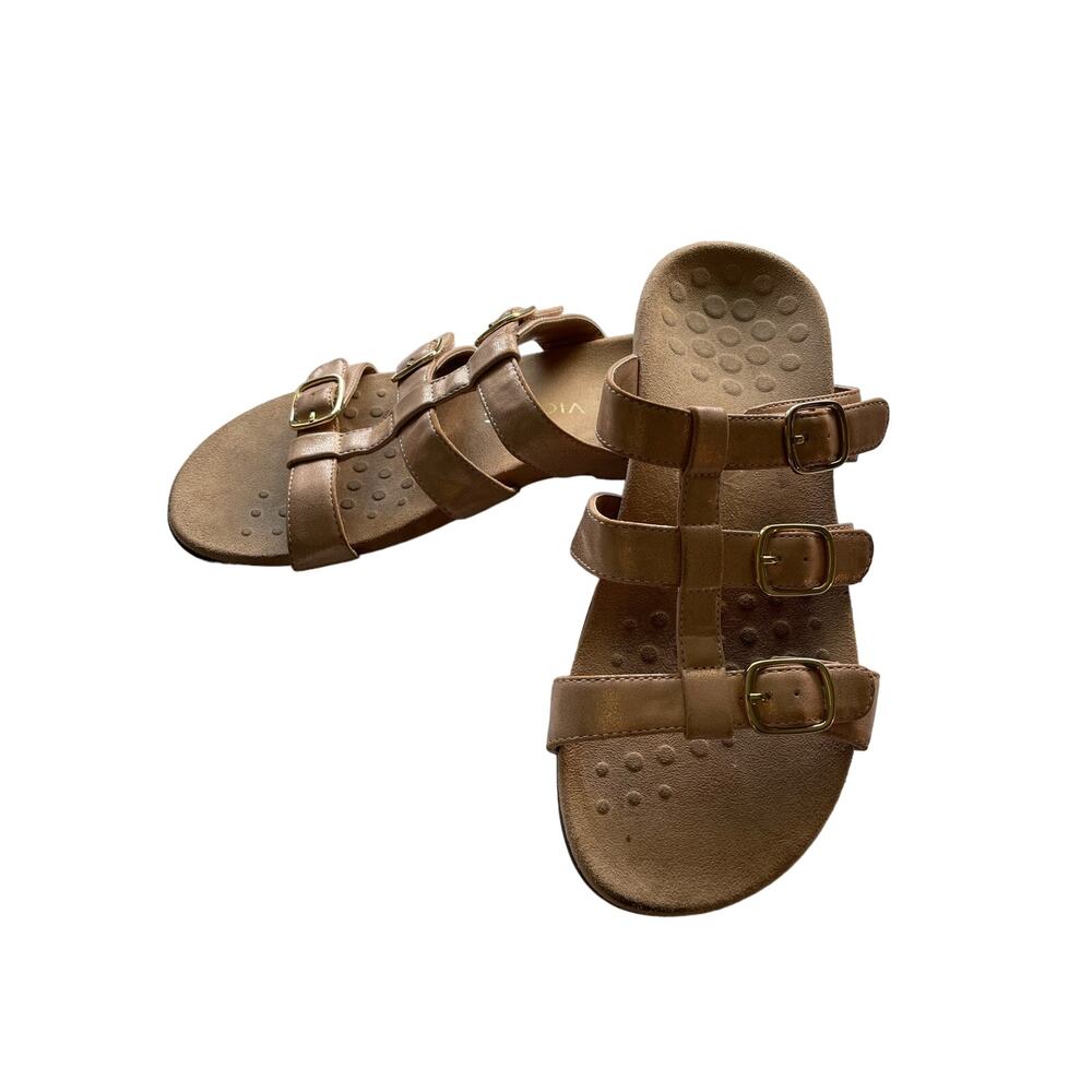 Vionic Misa rose gold comfort shoes slip on buckle arch support Size 9